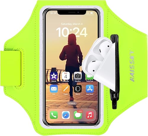Miniatura 12 de Brazalete para teléfono celular con bolsillo con cremallera, soporte para iPhone 16 Pro Max/15/14 Pro Max/13/12/11 Pro Max/XS/XR, Galaxy S20 S10,