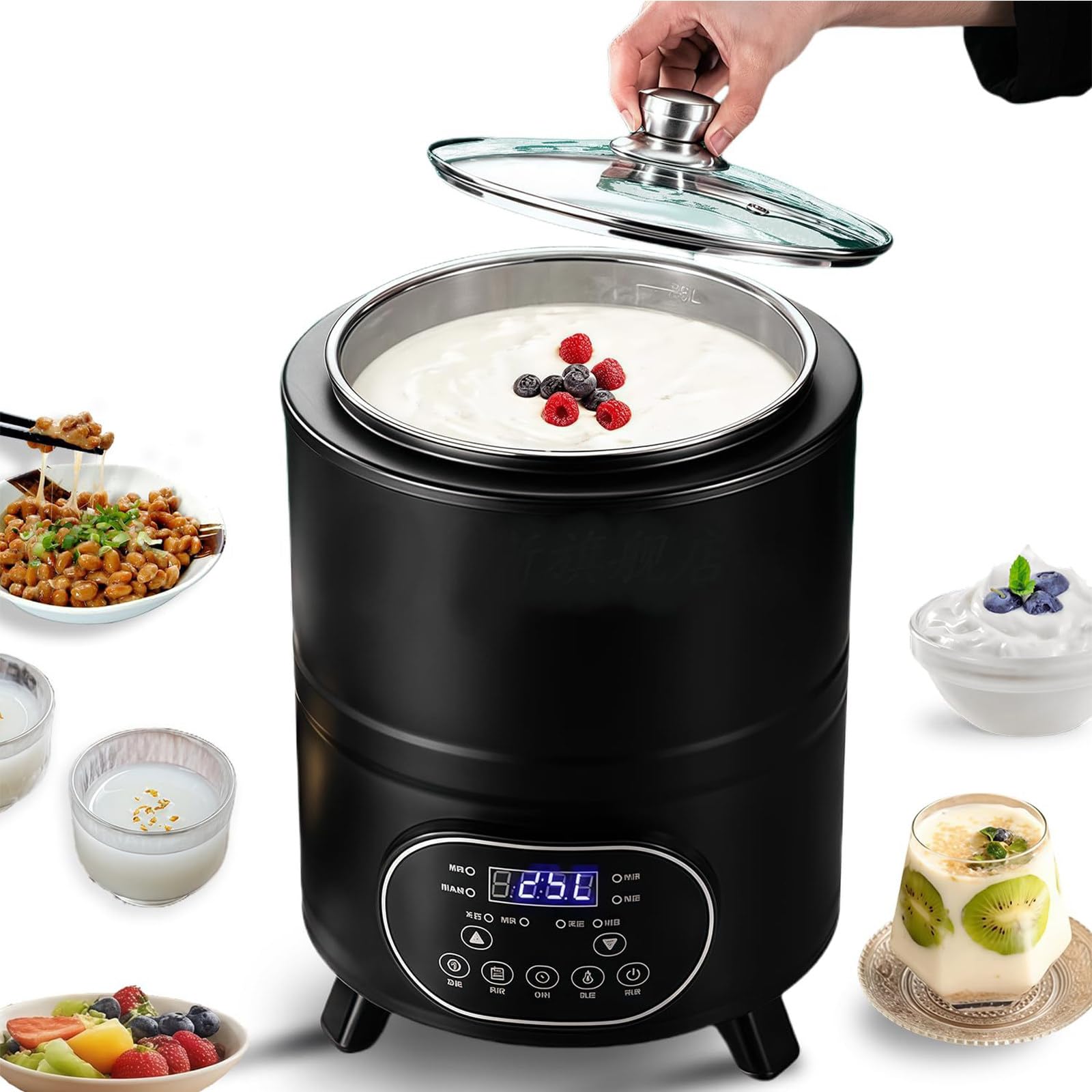 DUXMM Commercial Yogurt Maker,Multifunctional Sweet Rice Wine Maker 8/12L Household Commercial Fermenter Easy Clean for Greek Yogurt Natto Black Garlic 12L-Black