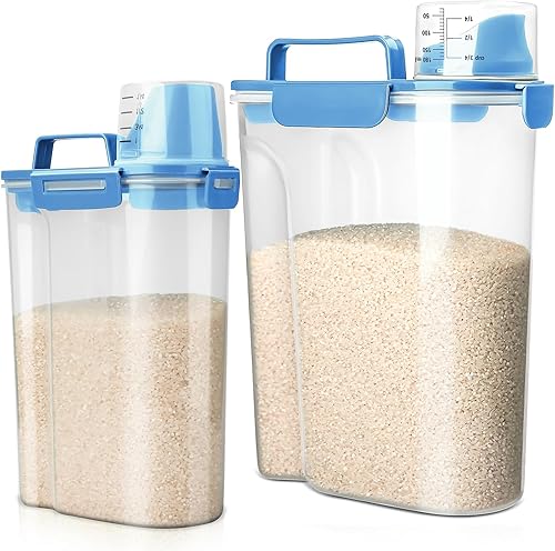 Miniatura 14 de Contenedor de almacenamiento de arroz, dispensador hermético de 5 a 10 lb de alimentos secos, recipiente para comida de perro y gato, contenedor de