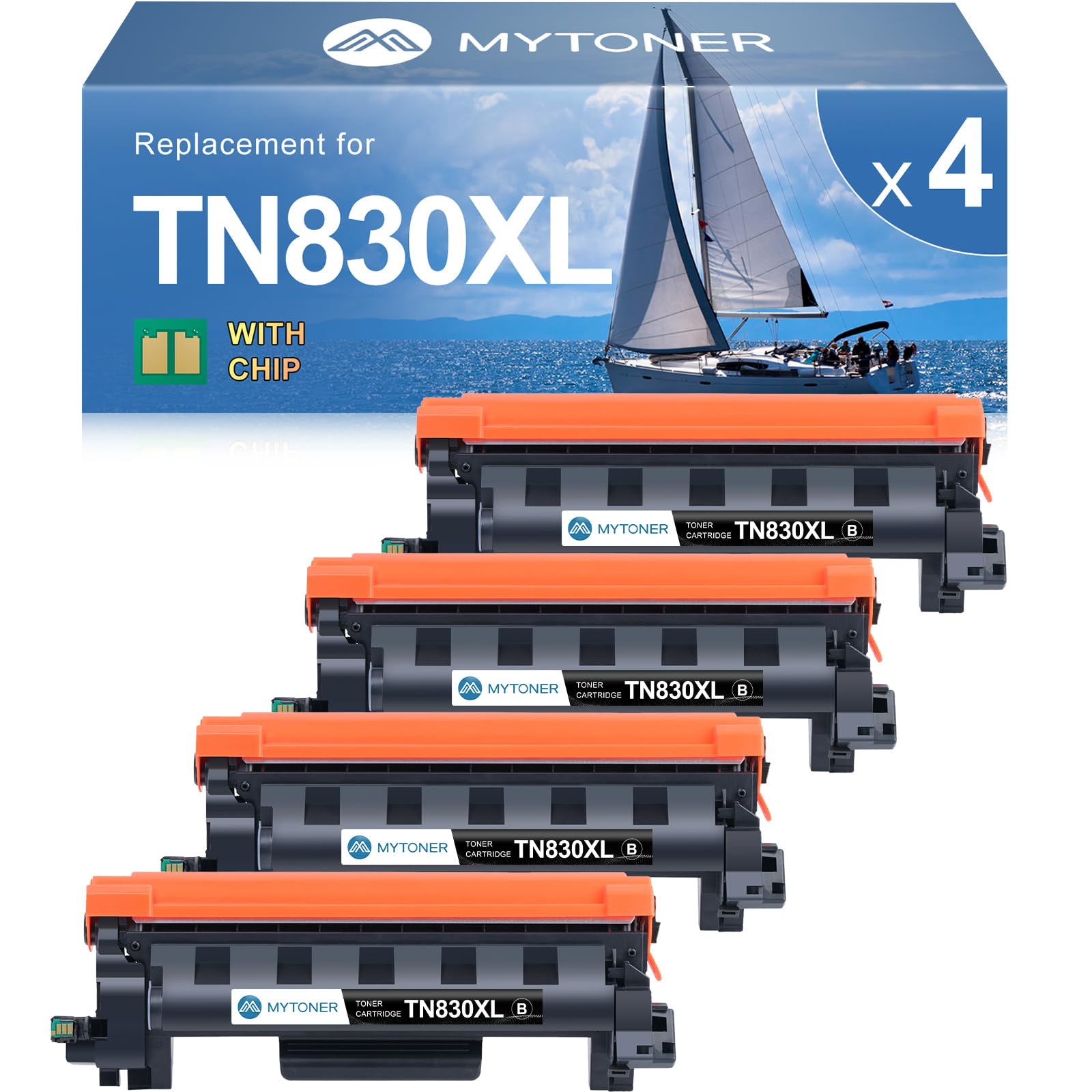 MYTONER Compatible Toner Cartridges Replacement for Brother TN830 XL/V/R TN-830 TN830XL for DCP-L2640DW HL-L2460DW HL-L2405W HL-L2400D L2465DW HL-L2480DW MFC-L2820DW XL MFC-L2820DW Printer, 4 Black