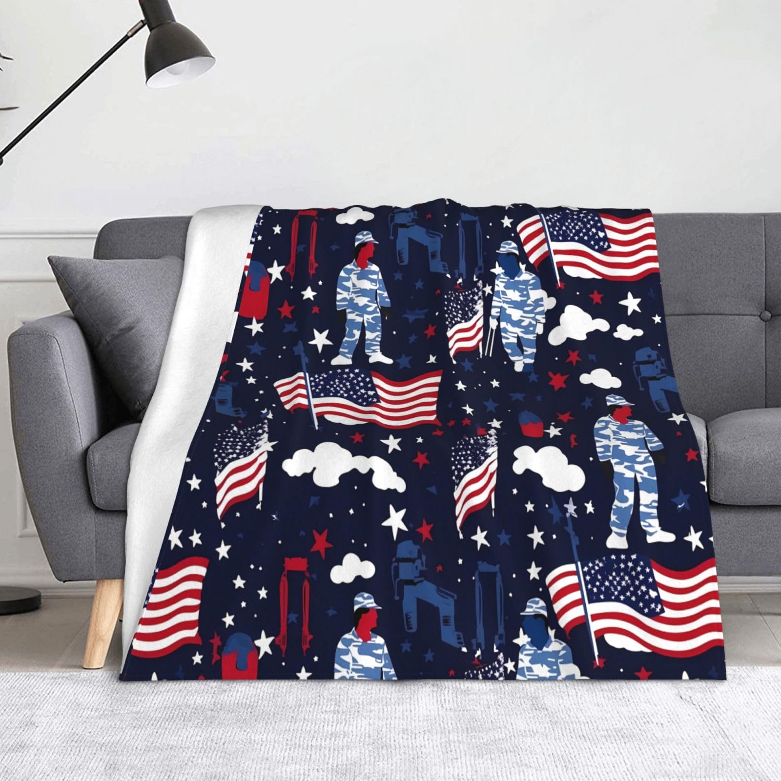 Couverture pour canapé et lit motif soldats militaires de voyage