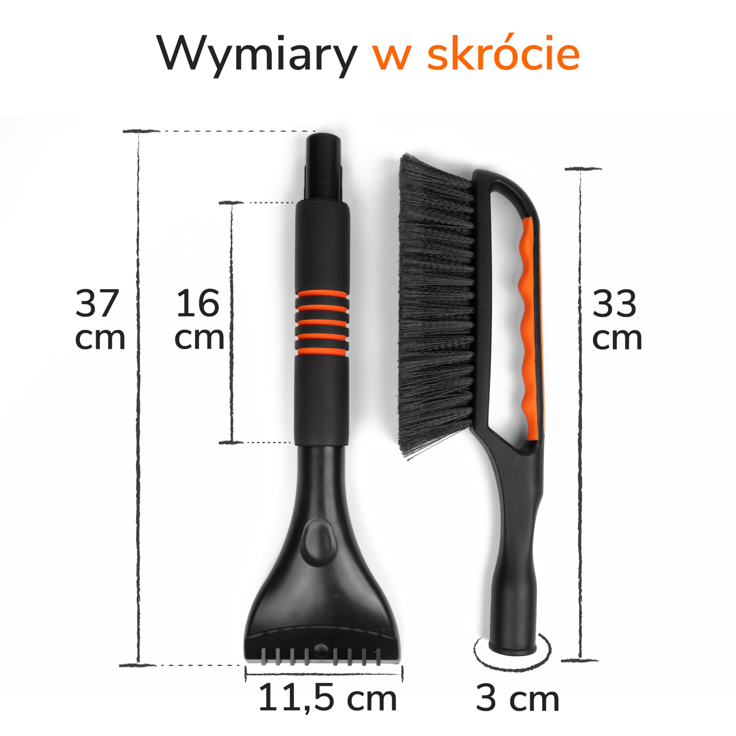 Upgrade4cars 2 x skrobaczka samochodowa z miotłą wysokiej jakości i stabilna, wysokiej jakości szczotka do śniegu chroni lakier i długa | regulowana skrobaczka do szyb w zestawie z ergonomicznym