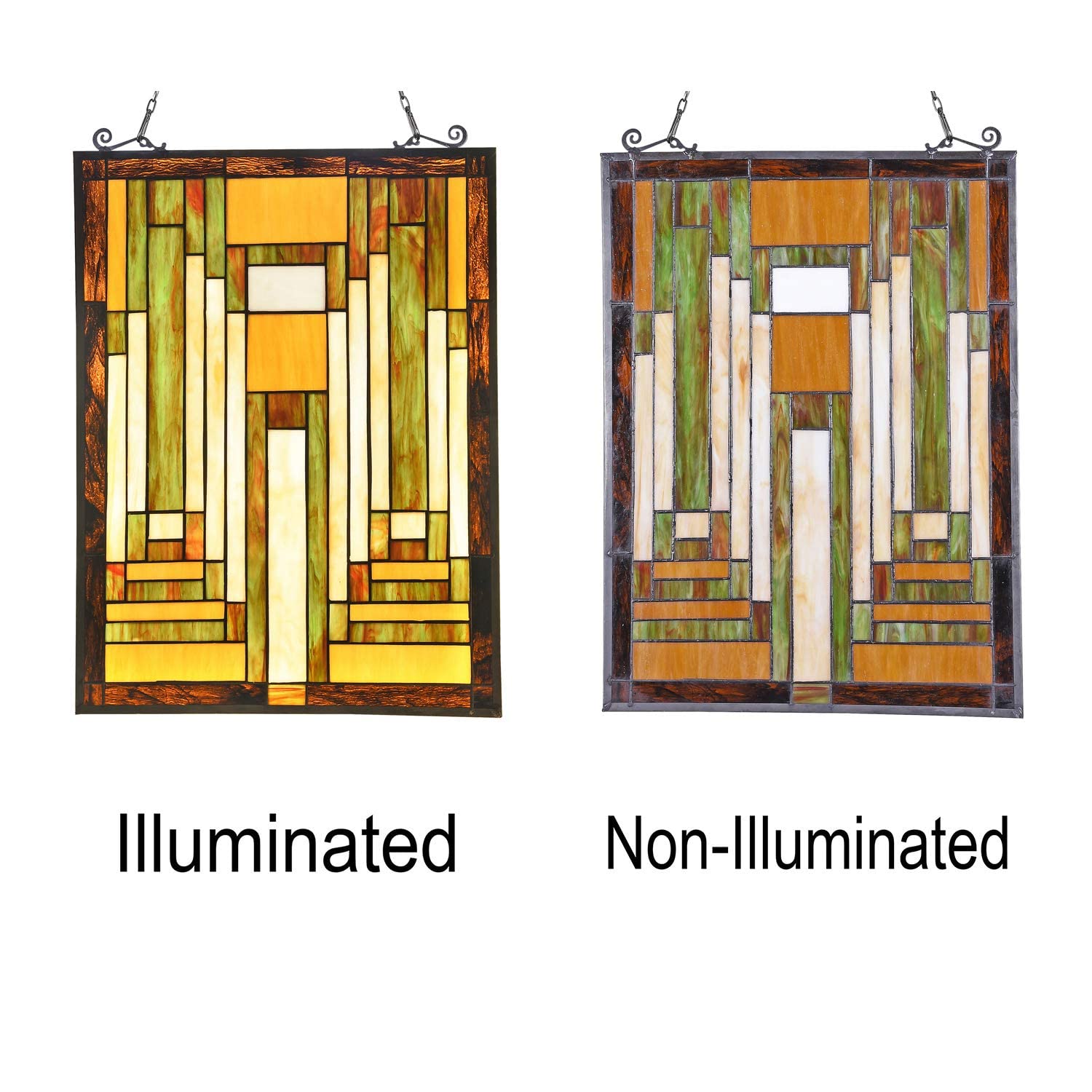 Capulina Buntglas-Fensterpaneele, 43,2 x 55,9 cm (B x H), antiker Tiffany-Stil, Kunsthandwerk, Sonnenfänger, Fensterbehang, Eltern, Geschenke für Heimdekoration