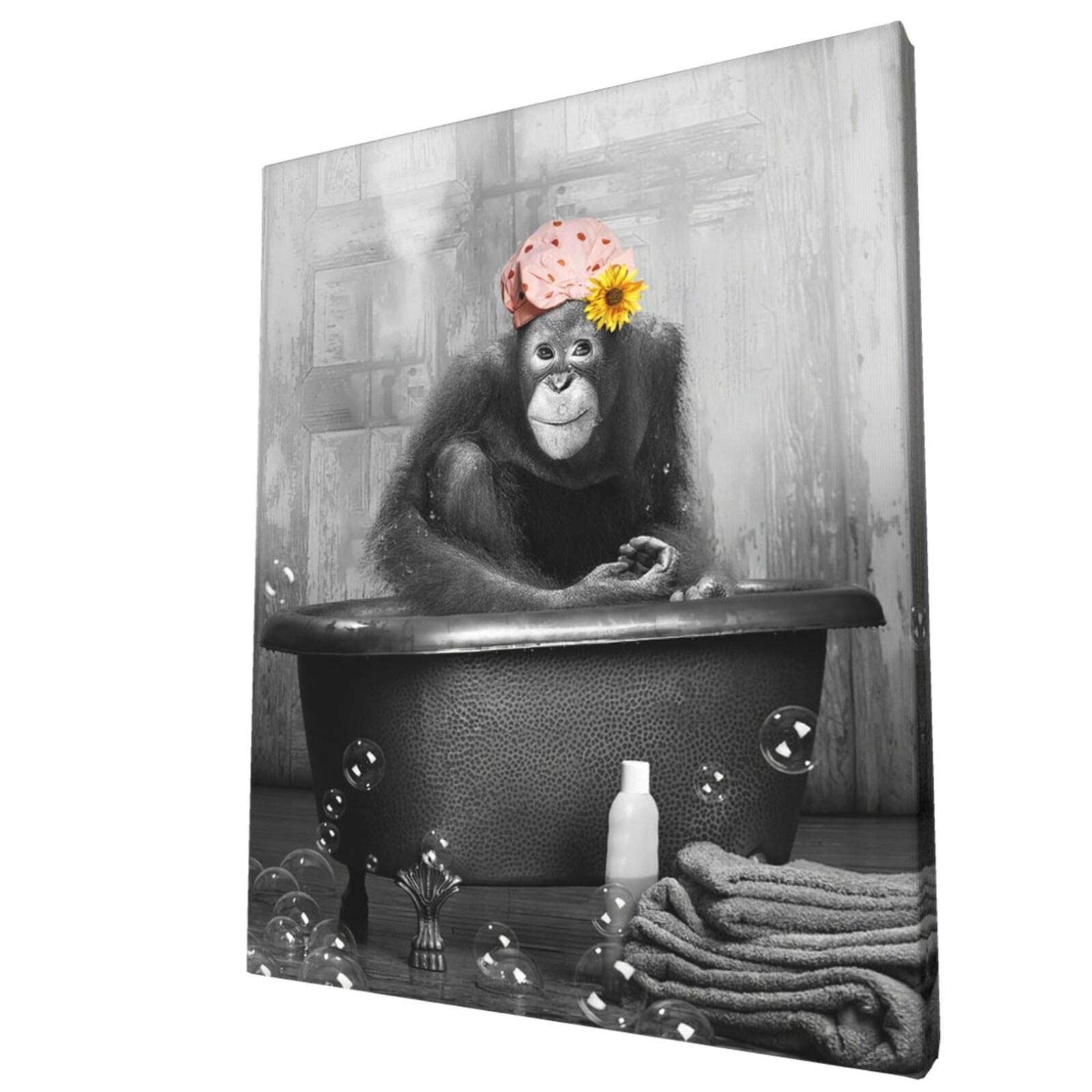 Amazon｜バスルーム壁装飾 ゴリラの猿とひまわり お風呂にいる