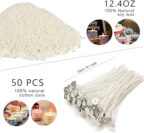 Miniatura 4 de DINGPAI Suministros para hacer velas, juego completo de fabricación de velas de soja que incluye olla para verter velas, mechas de vela, calcomanía