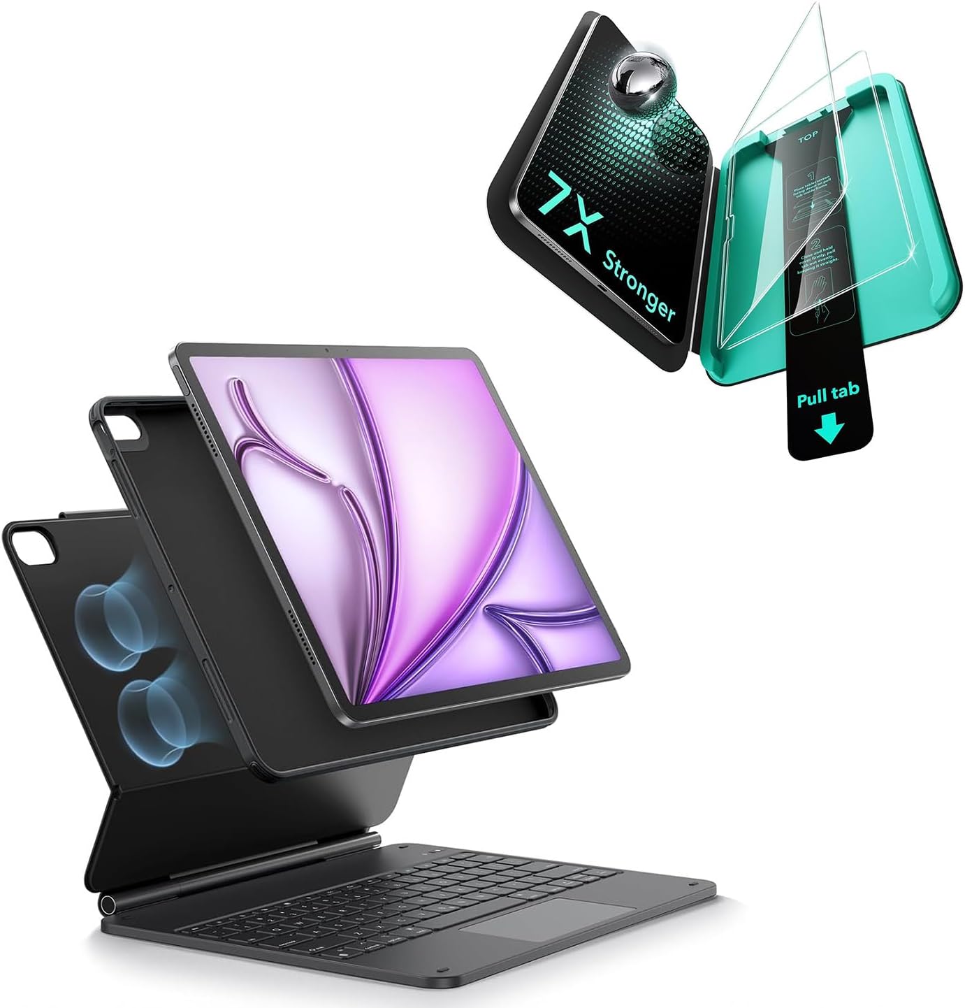 ESR for iPad Air 13 Inch Case Keyboard M4/M3/M2 (2026/2025/2024) + 2 Pack Armorite Screen Protector