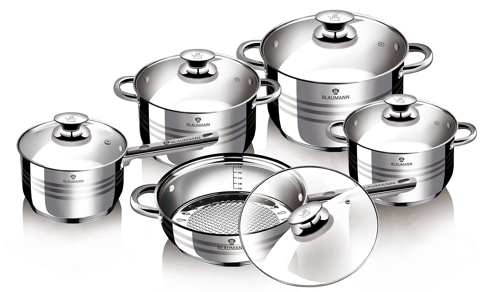 Blaumann Bleu Homme Batterie de Cuisine 10 pièces Jumbo Gourmet Line