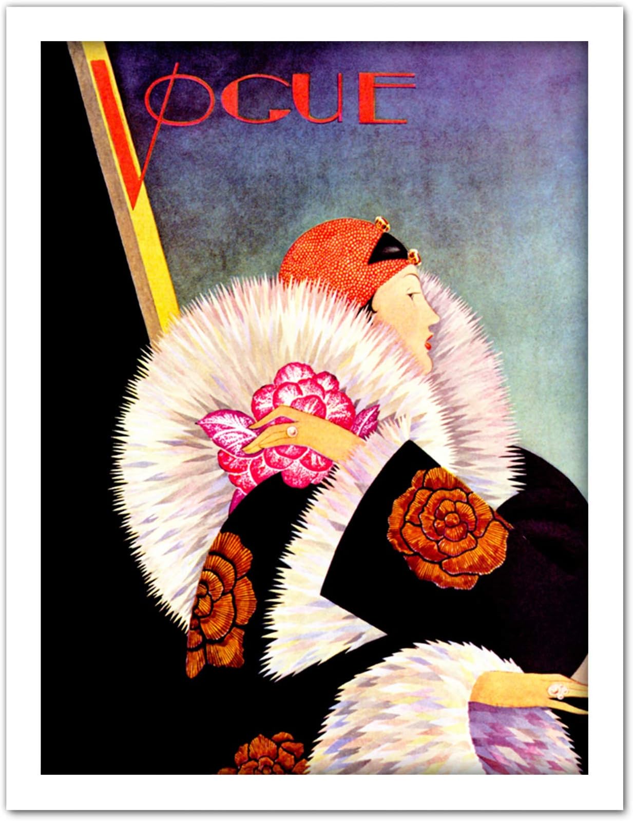 Wee Blue Coo Magazine Cover Vogue Woman Winter Coat Artwork Framed Wall Art Print 18X24 Inch