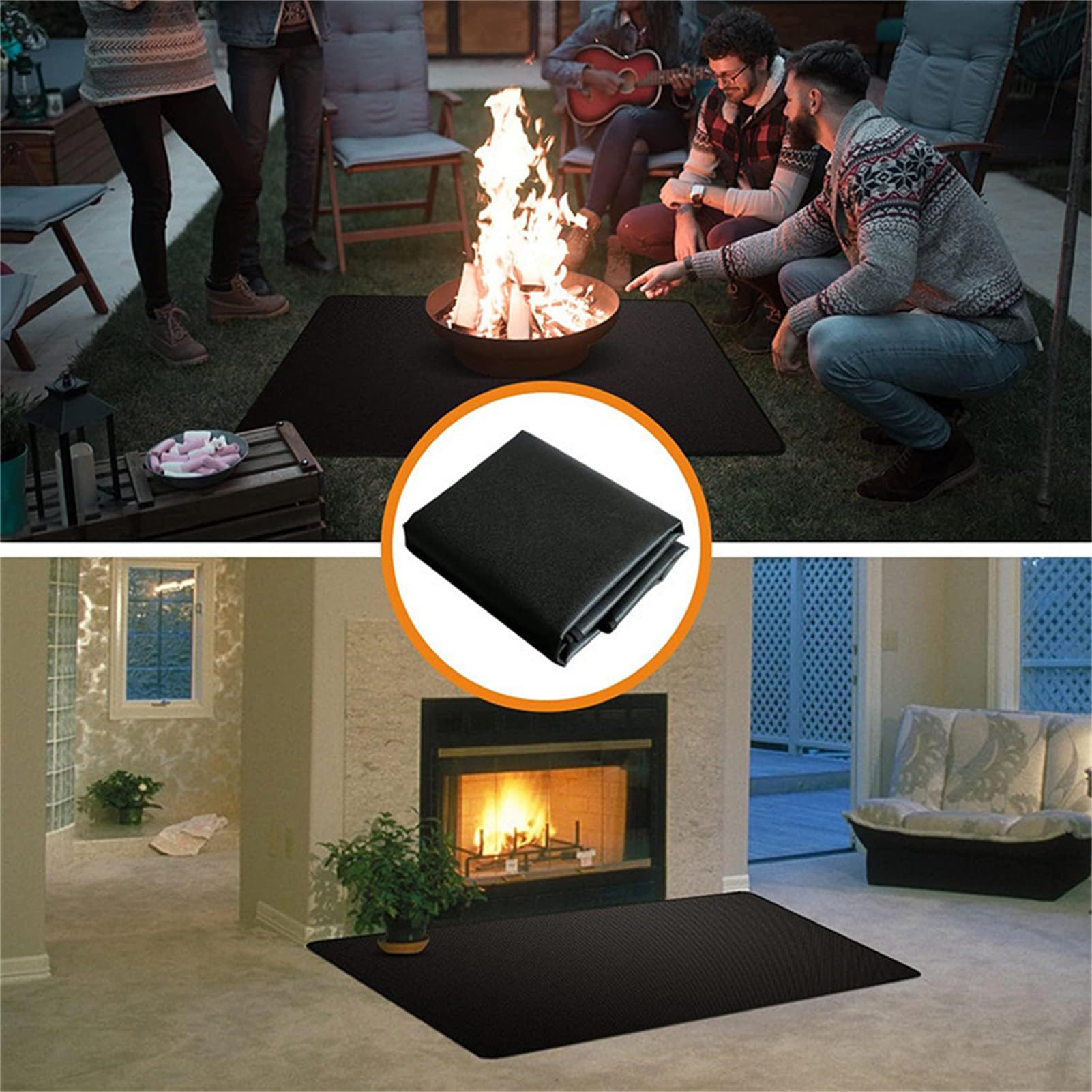 Tappetino per Griglia da Esterno, Tappeto Ignifugo per Barbecue,Tappeto Barbecue Pavimento,Evita di Bruciare e Macchiare il Pavimento,Tappeto Ignifugo per Camino (152cm×106cm)