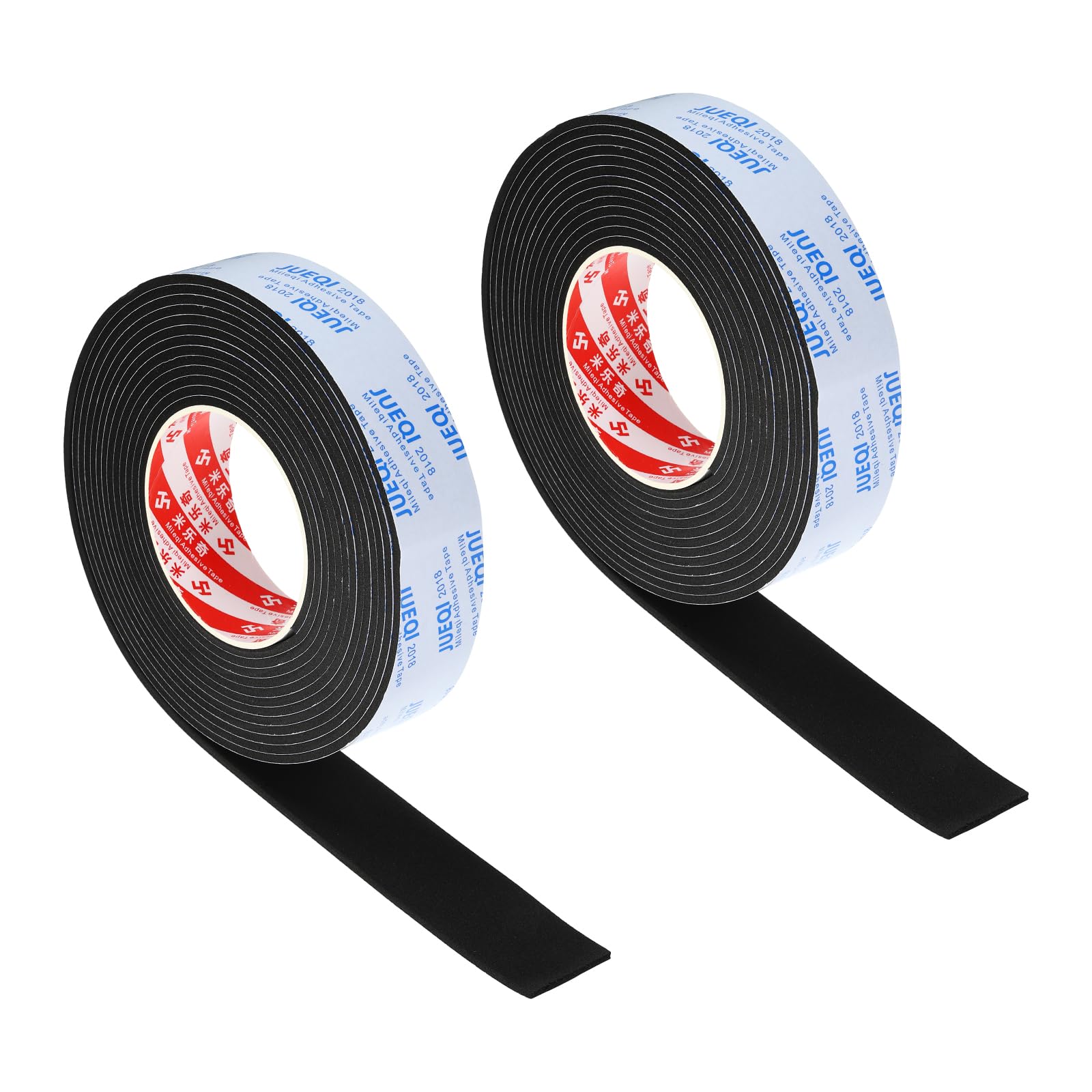 PATIKIL 1-3/8"W x 1/8"T x 16.4Ft EVA Single Sided Foam Tape, 2Pcs Multipurpose Sealing Strip Foam Waterproof Weather Stripping Foam Sealing Foam Strips with Adhesive for Door, Black
