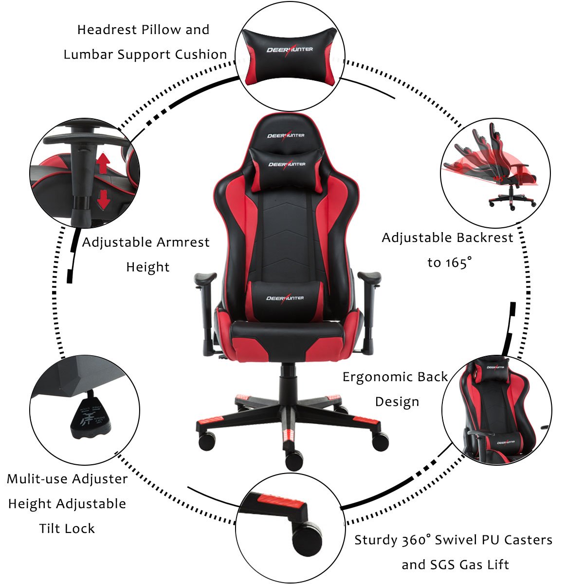 Deer Hunter Gaming Chair Leather Office Chair High Back Ergonomic