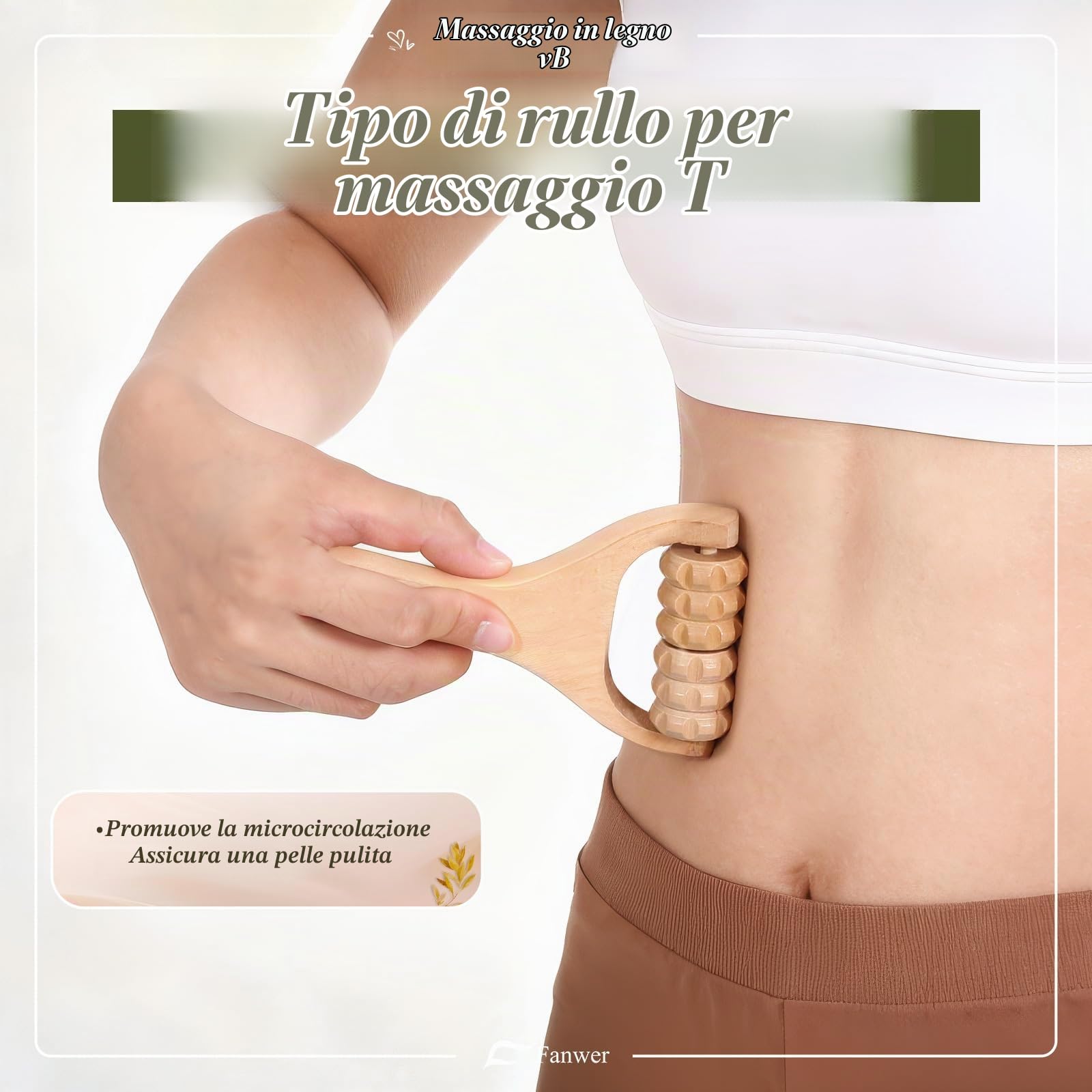 Fanwer Maderotherapie Kit 6 Pezzi Kit Maderotherapie Corpo con Guida Borsa | Rullo di massaggio per rilassamento muscolare, anti-cellulite, drenaggio linfatico