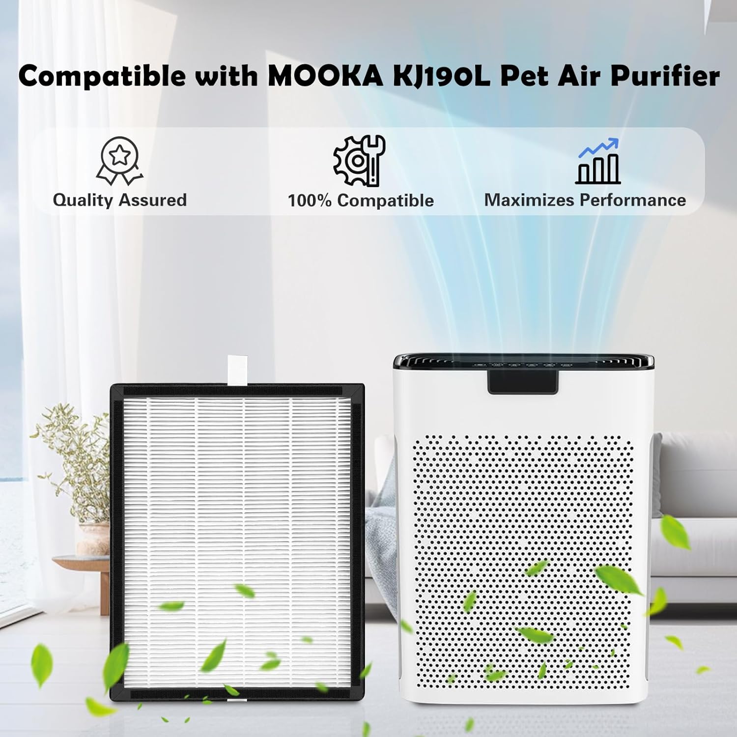 VIEWALL 2 Pack KJ190L Replacement Filters Compatible with MOOKA KJ190L Air Cleaner Purifiers, 3-in-1 H13 True HEPA, High-Efficiency Activated Carbon Filters - Image 2
