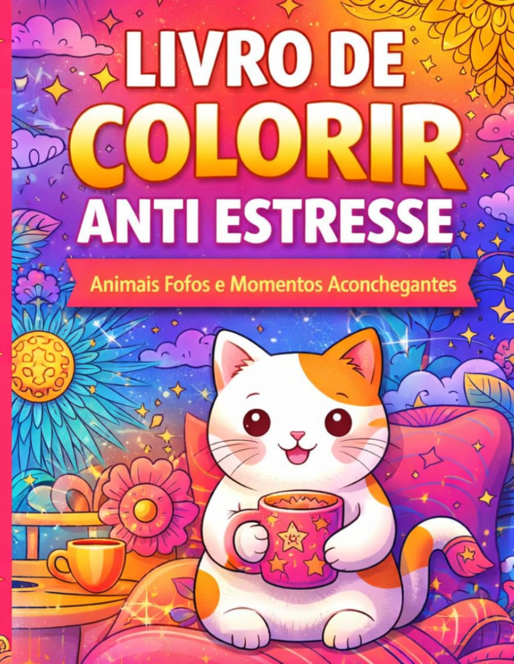 Livro de Colorir Anti Estresse: Animais Fofos e Momentos Aconchegantes