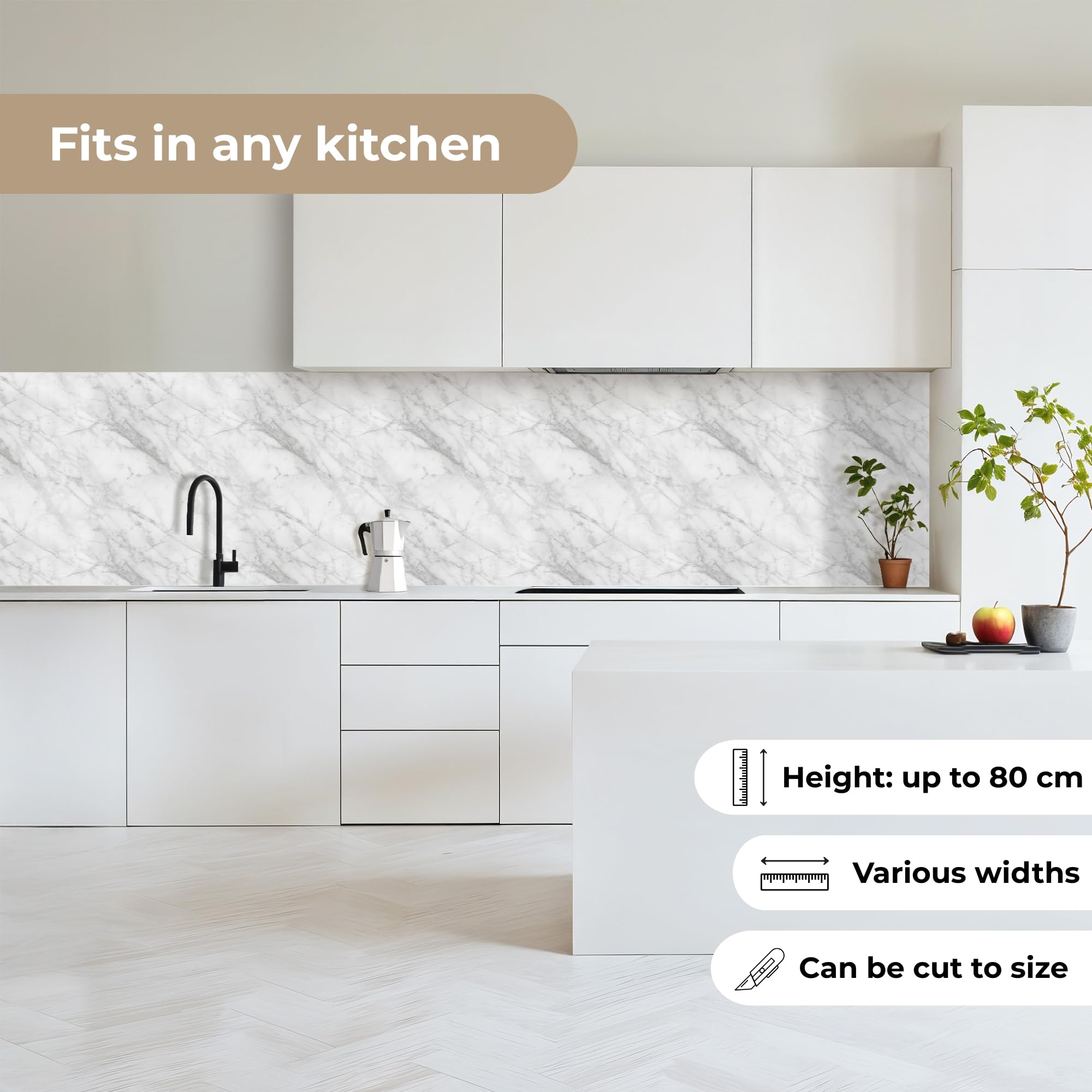 KitchenYeah© Paraschizzi Cucina Adesivo 60x500 cm Pannello Parete Paraspruzzi per Piano Cottura Classico - Marmo - Grigio