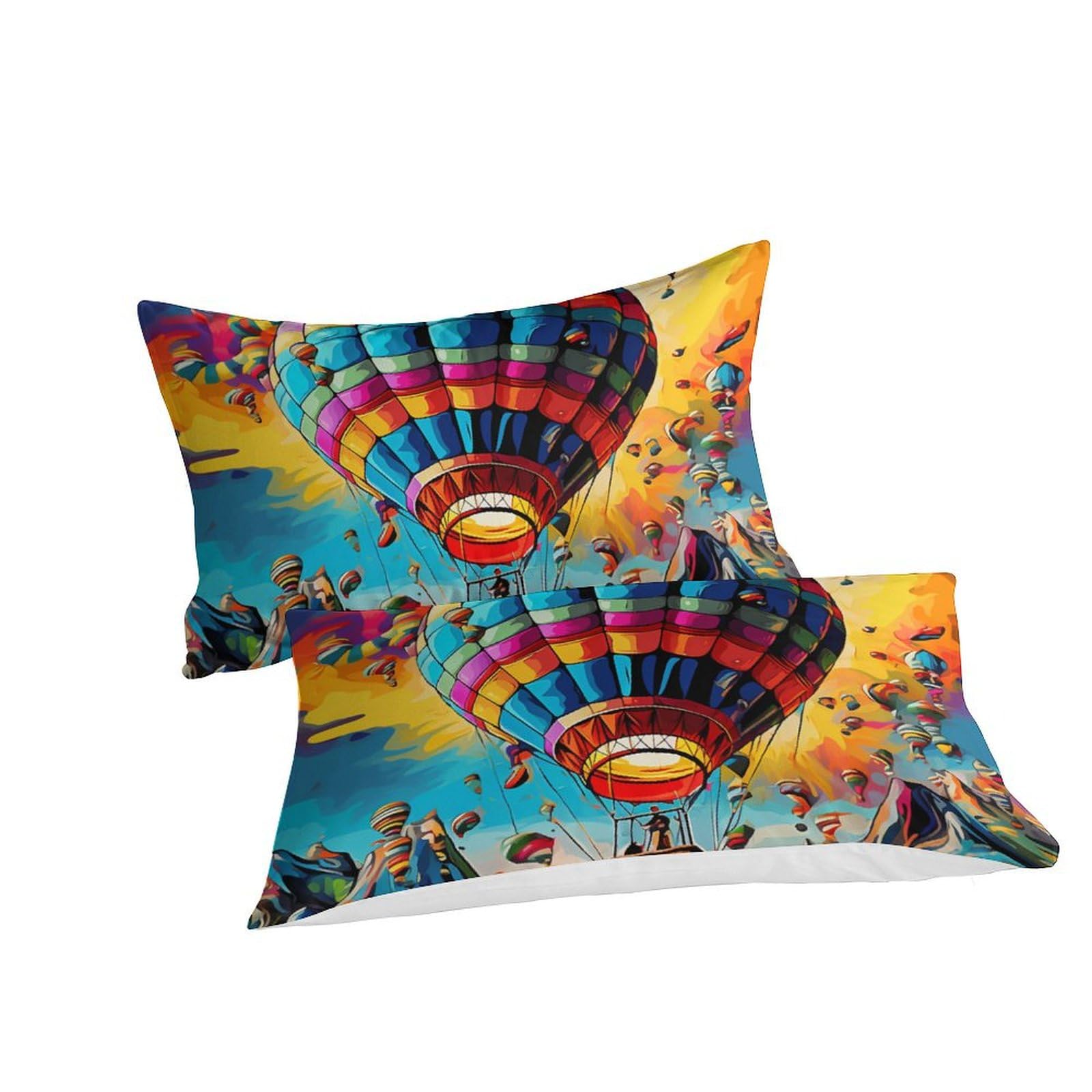 Palloncino ad aria calda 3D Stampa Set Di Biancheria Da Microfibra Set Copripiumino in Con Federa Con Chiusura A Cerniera 3 Pezzi Per Bambini E Adulti King（220x240cm）