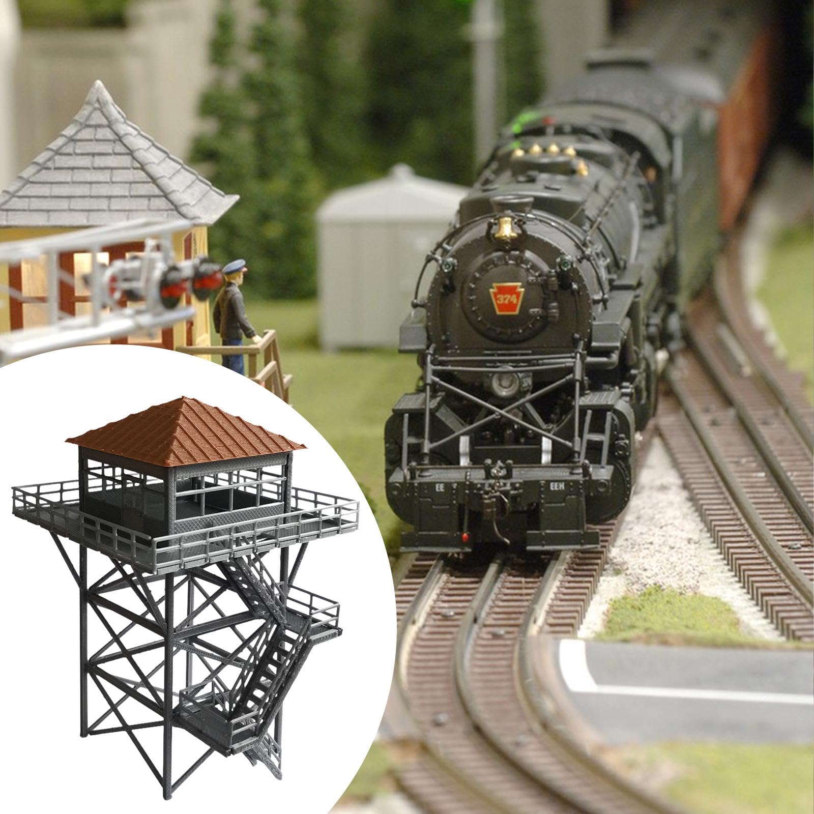 Decorazione Plastico Ferroviario Torre Scala 1:64,Grigio e Marrone