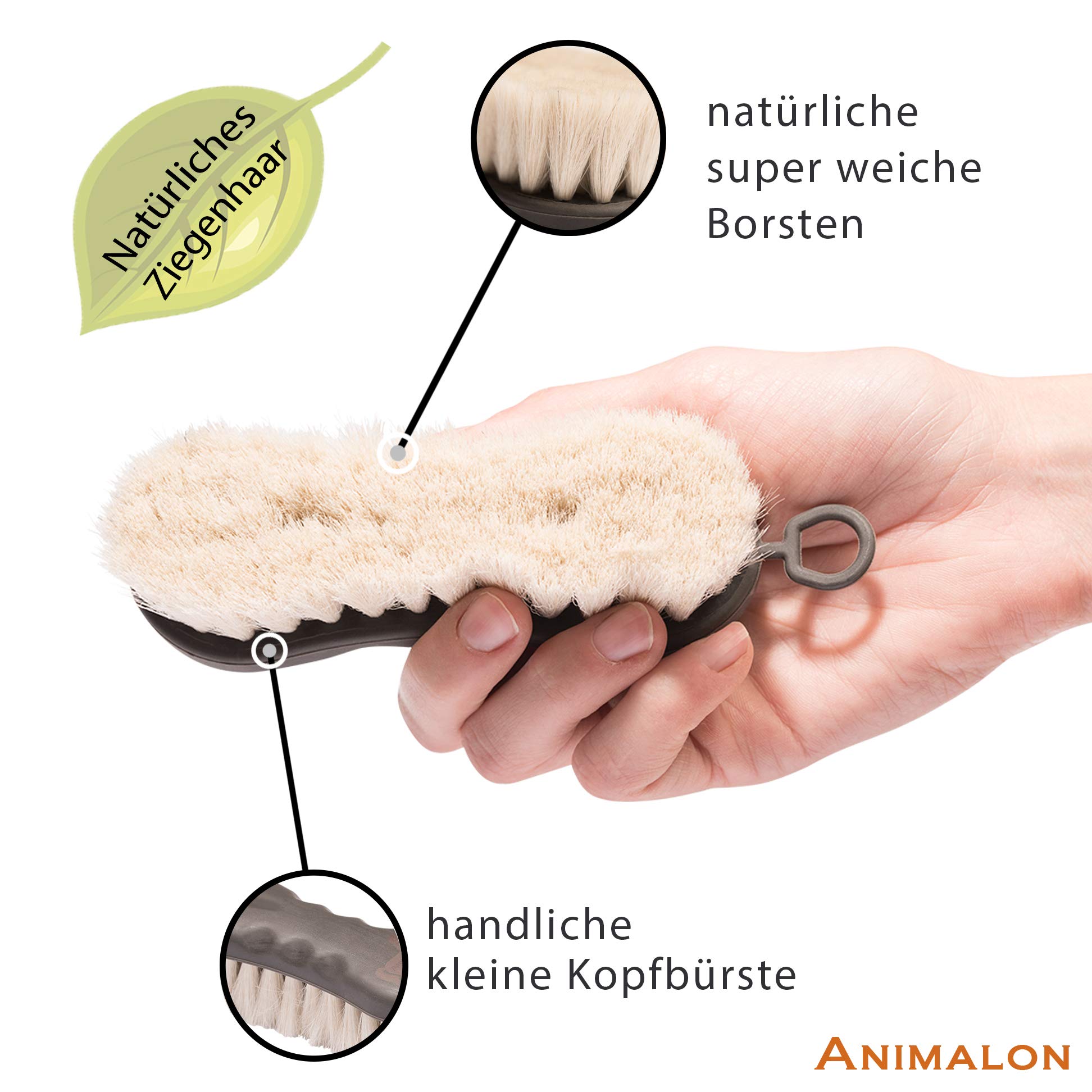 Animalon Soft Head Brush for Horses Horse face brush with goat hair