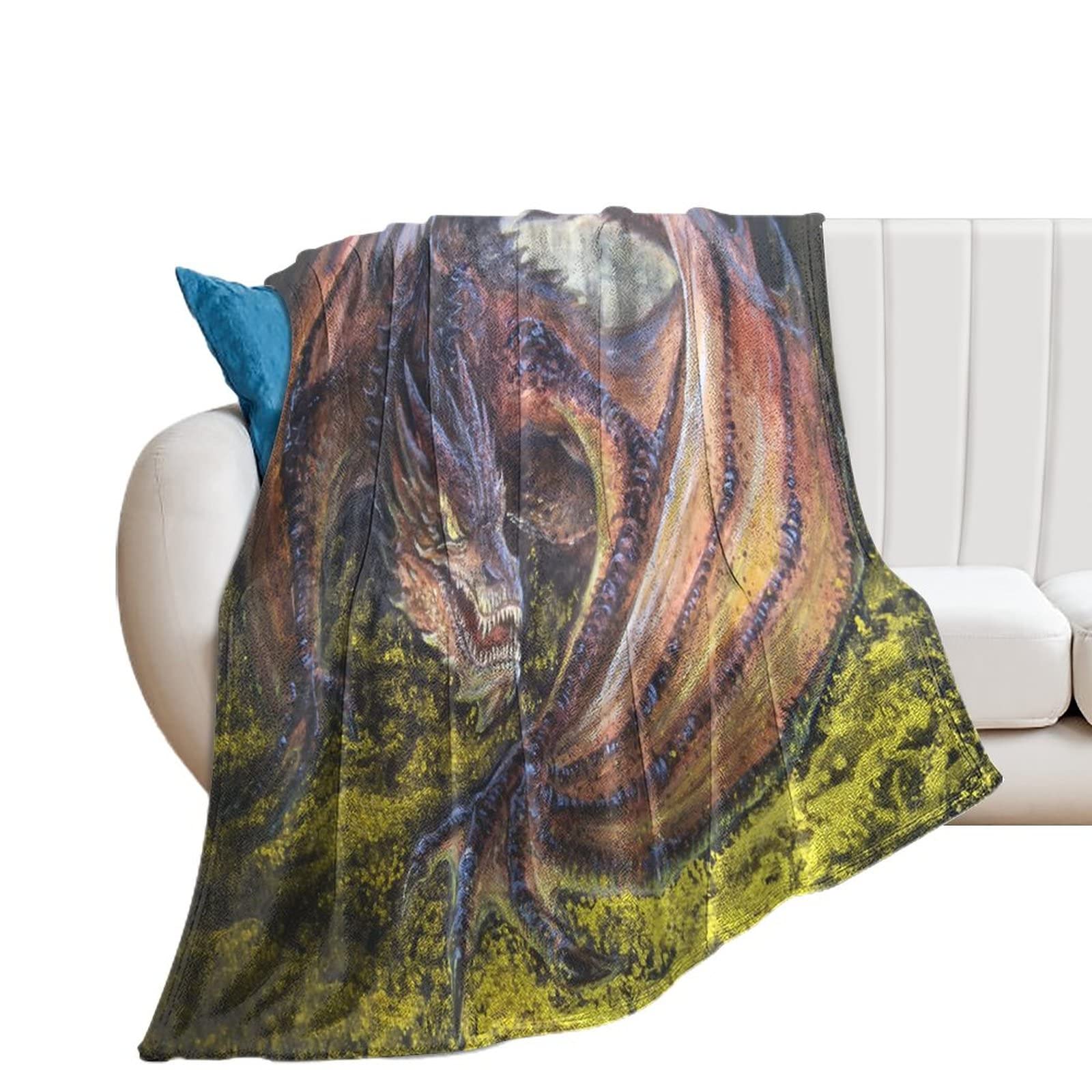 Couverture de canapé dragon mythique imprimée jet de canapé plaid lit 130x150cm