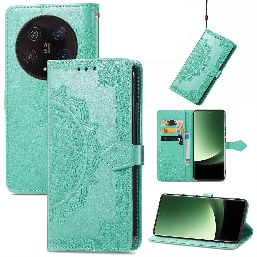 Funda Tipo Cartera Para Xiaomi Redmi Note 13 4G, Diseño De Mandala, Piel Sintética, Bolsillo Con Cremallera, Ranuras Para Tarjetas Con Correa De