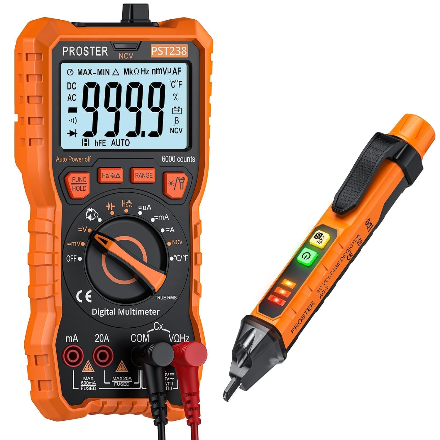 Proster Electrical Test Kit with TRMS 6000 Counts Multimeter & Non-Contact Voltage Tester Pen Digital Voltmeter Meter with NCV Detection for DIY Appliance Repair