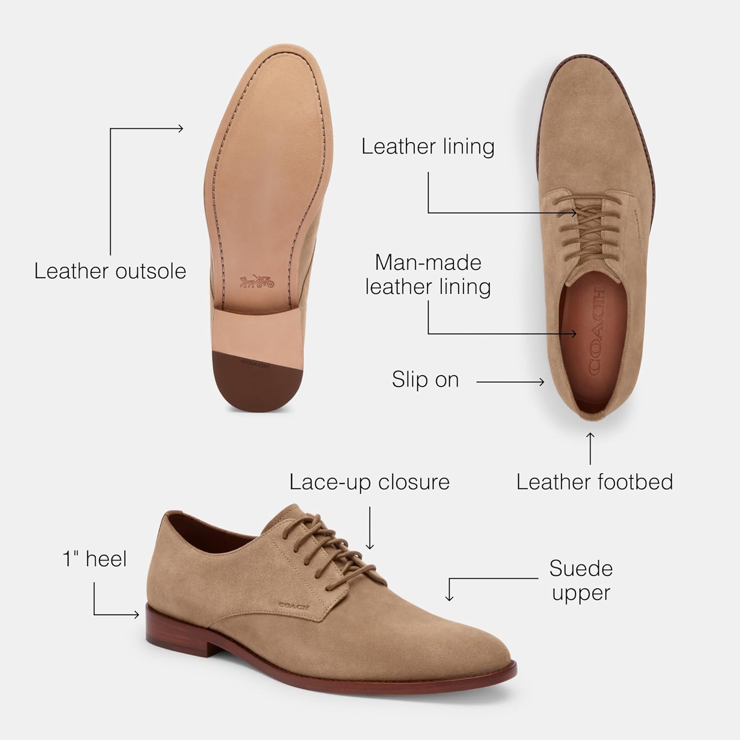 Coach Mens Davi Suede Derby