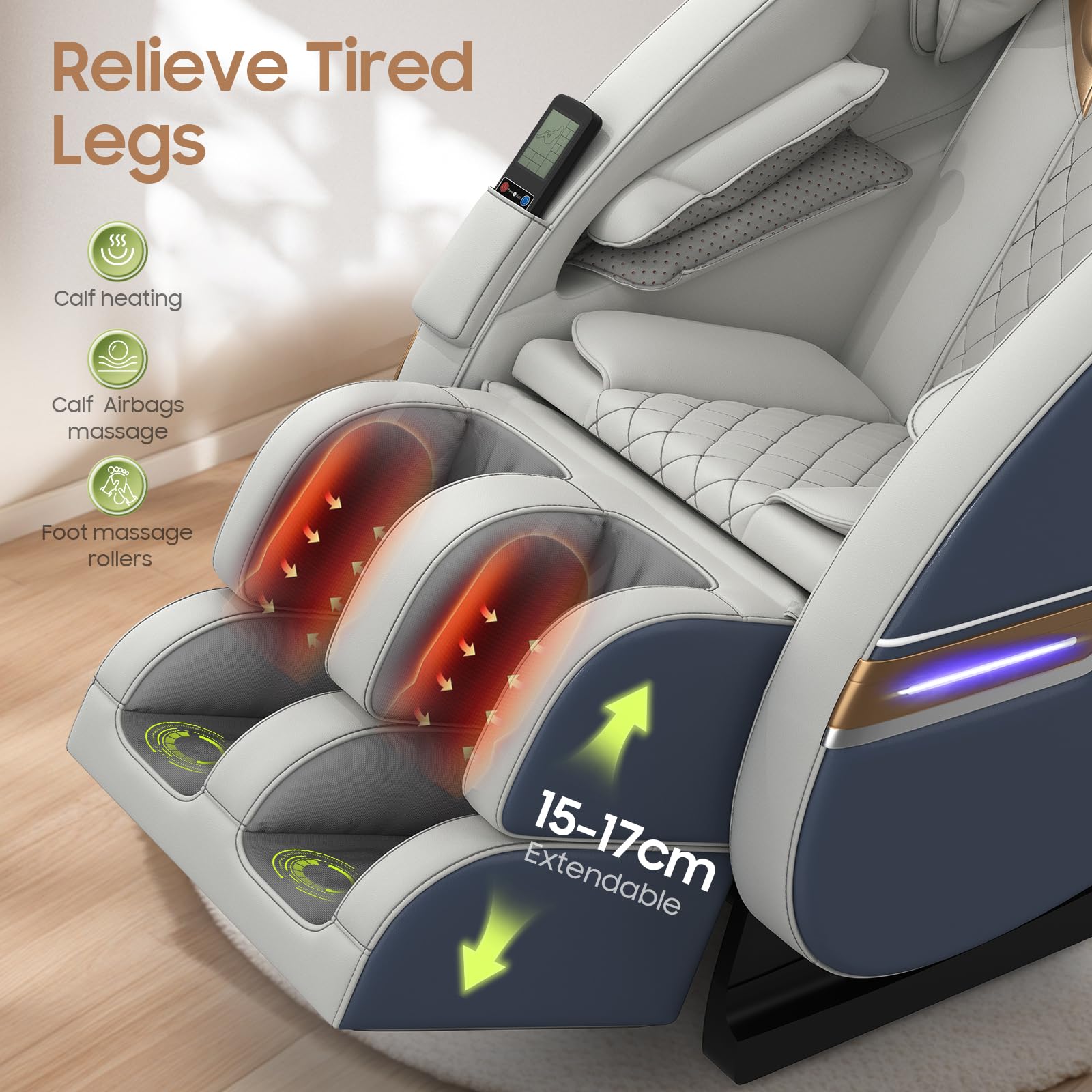 Poltrona massaggiante per tutto il corpo, con 14 punti massaggianti e 8 airbag, riscaldamento lombare e delle gambe, massaggio plantare con rulli, altoparlante Bluetooth, poltrone massaggiant