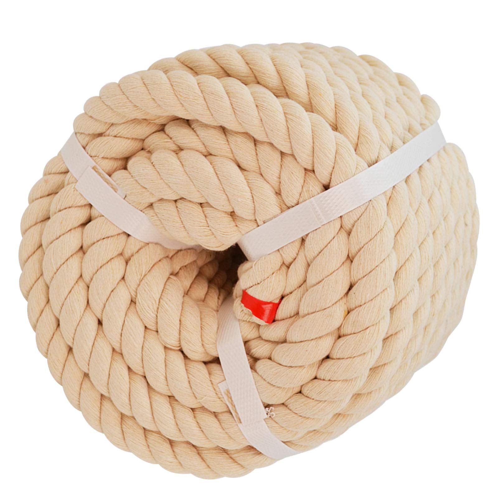 Twisted Cotton Rope (3/4 in x 100 ft) Natural Rope Thick Triple-Strand Rope for Crafts, Landscaping, Decorations,Hanging Swing, Macrame, Sports Tug of War