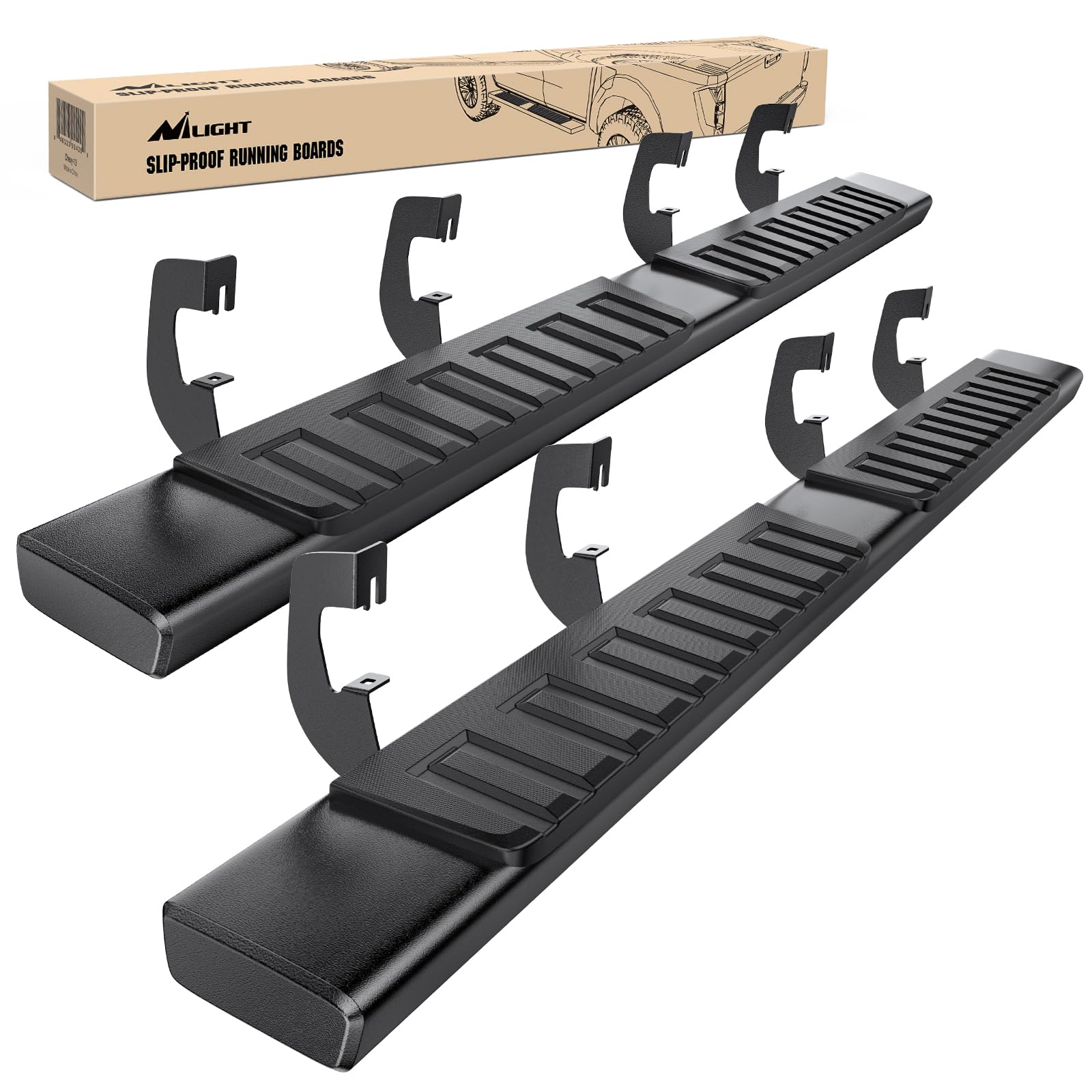 Nilight Running Boards for 2007-2018 Chevy Silverado/GMC Sierra 1500 Crew Cab 2007-2019 Chevy Silverado/GMC Sierra 2500HD 3500HD 6 Inch Slip-Proof Aluminum Side Step Nerf Bars