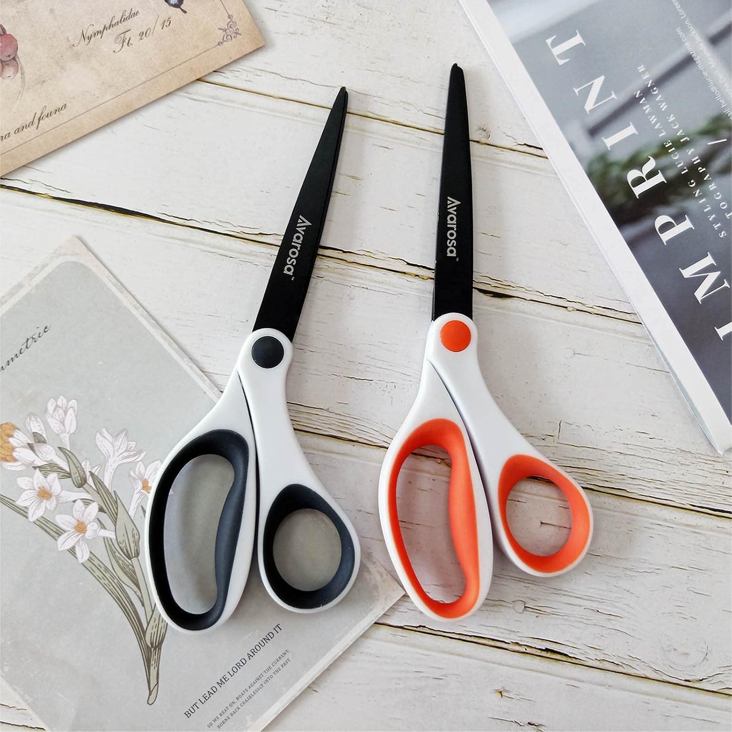 Scissors, Avarosa 8.3" All Purpose Scissors Titanium Non-Stick Multipurpose Scissors for Home Office School Classroom Art Craft & General Use Supplies, Valentine's Day Gift Ergonomic Comfort Grip.
