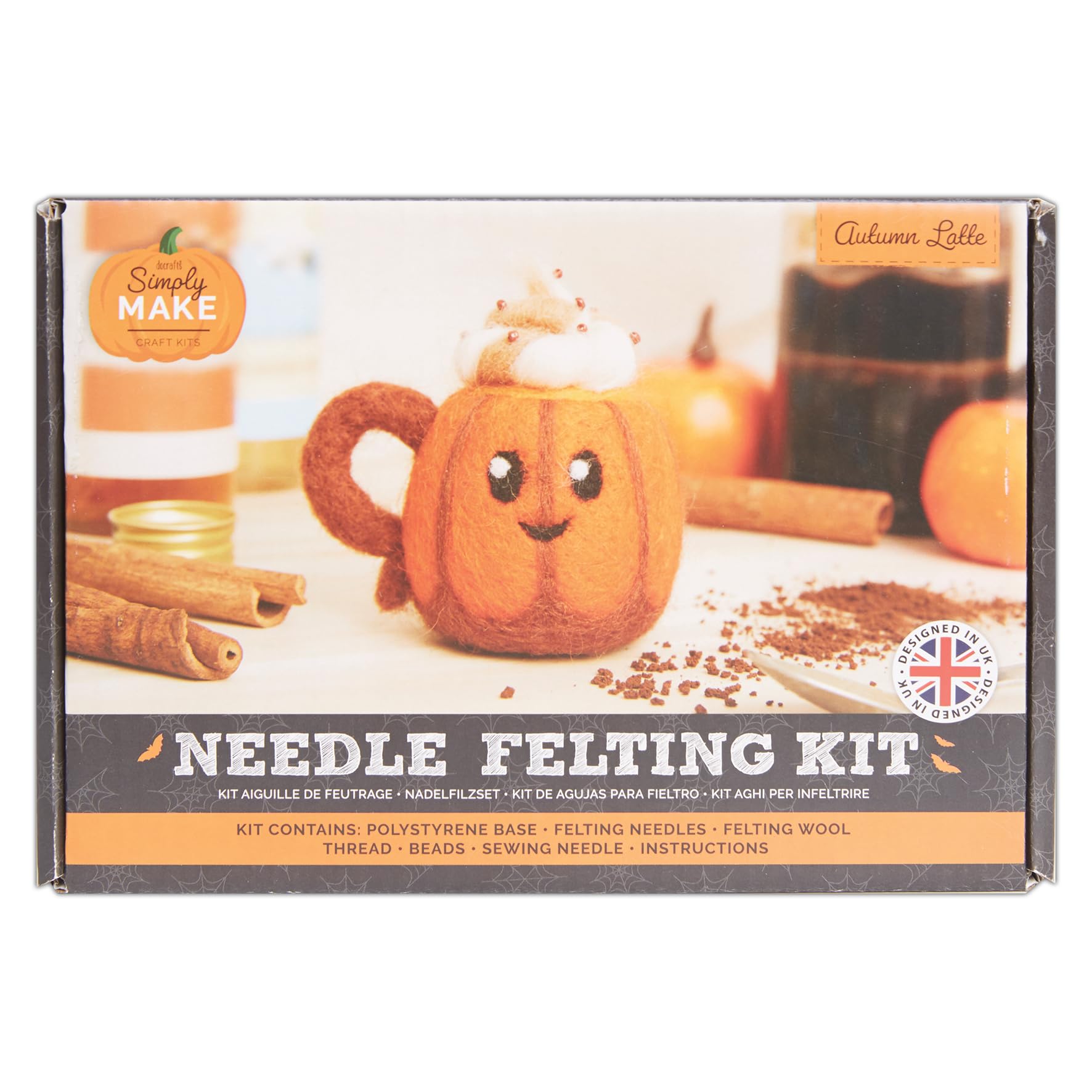 Simply Make Needle Felting Kit Halloween Autumn Latte, Including Wool, Needles, Tools