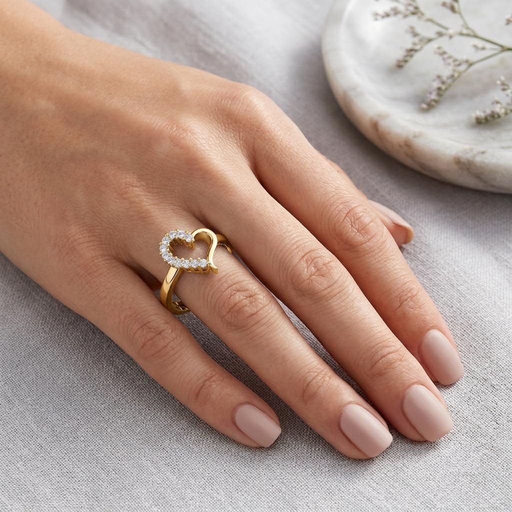 Miss Highness Bague en argent sterling 925 pour femme | Bague en forme de cœur réglable | Bijoux en argent pur certifié | Bagues de bureau | Cadeau pour femme, petite amie, anniversaire de mariage et