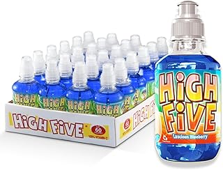 High Five Blueberry Flavored Juice Drink – 10.1 oz Bottles, Naturally Sweetened with Vitamin C, Low-Calorie Fruit Juice Beverages with Spill Proof Sports Cap (Pack of 24)