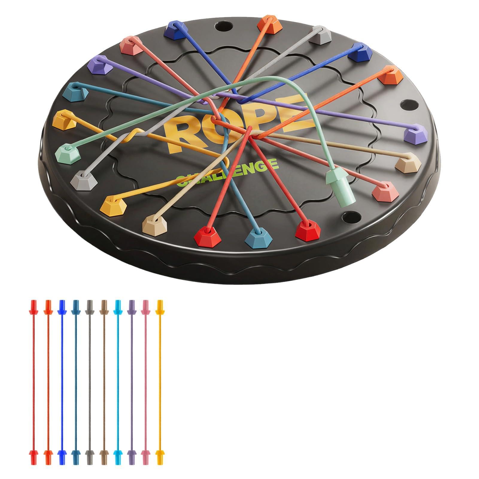 Brainy Knots Strategy Game, Rope Puzzle Board Game, Interactive Knot Challenge Toy for Logic Thinking and Problem Solving, Portable Brain Teaser Game