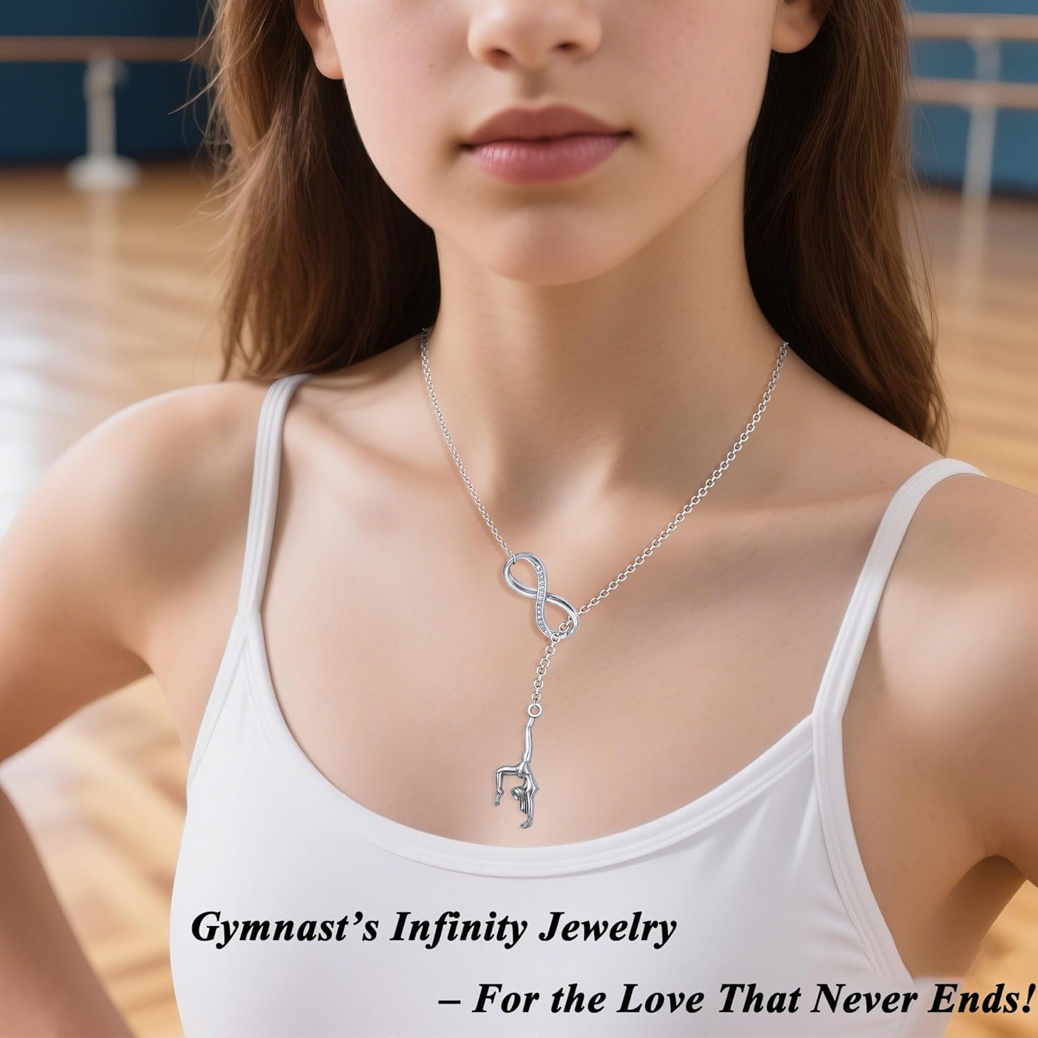 Fashion Design Gymnastics Necklace, Gymnastics Jewelry Sport Gymnastics Gifts for Daughter Granddaughter Niece, Gymnastics Team Gifts - Image 2