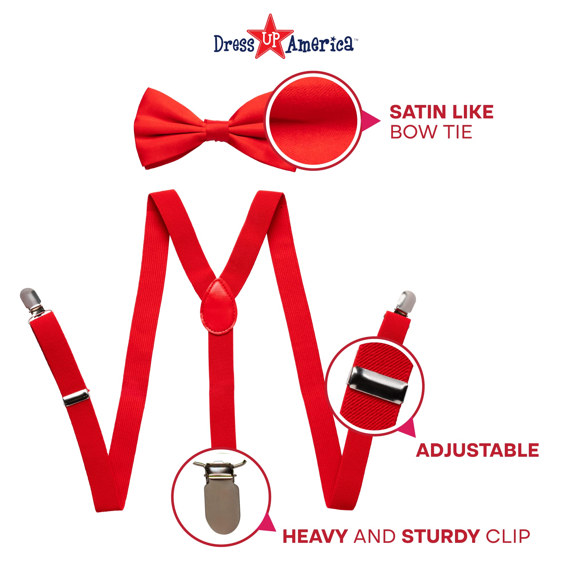 Dress Up America Neon Suspender, Bow-tie, Sunglasses, Accessory Set - Kids Size Suspenders - Image 3