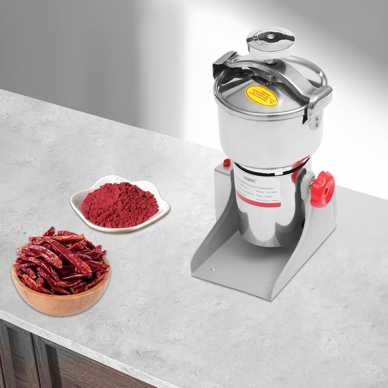 3600W Electric Grain Mill Grinder, 30000RPM Countertop Grain Mill Flour, 1000g Capacity Wheat Grinder, 110V Flour Mill Grinders For Home, Spices, Coffee Beans, Seasonings, Rice, Soybeans