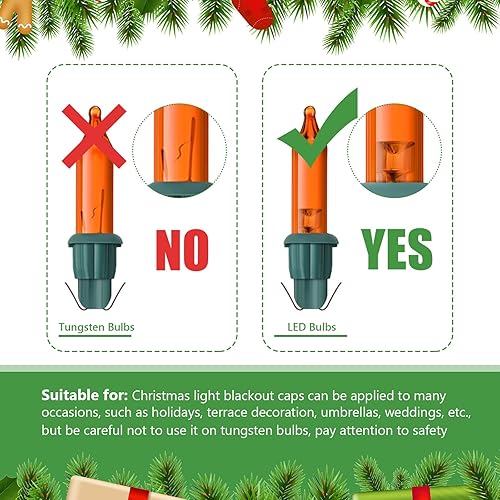 Vista 4 de Zonon 100 piezas sin tapas incandescentes de cristal de Navidad LED Glow Plug Cap Light Blackout Caps No Glow Caps Cubierta negra para luces