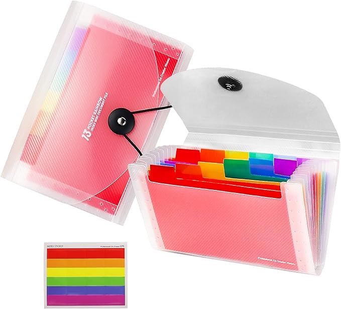 13 Pockets Flash Card Holder 2 PCS 7x4.7 Inches, A6 Accordian File