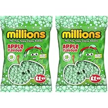 Millions Candy Assorted Flavors Pack 2 Pack, Strawberry, Vimto, Apple, Watermelon, Bubblegum, 110g Apple