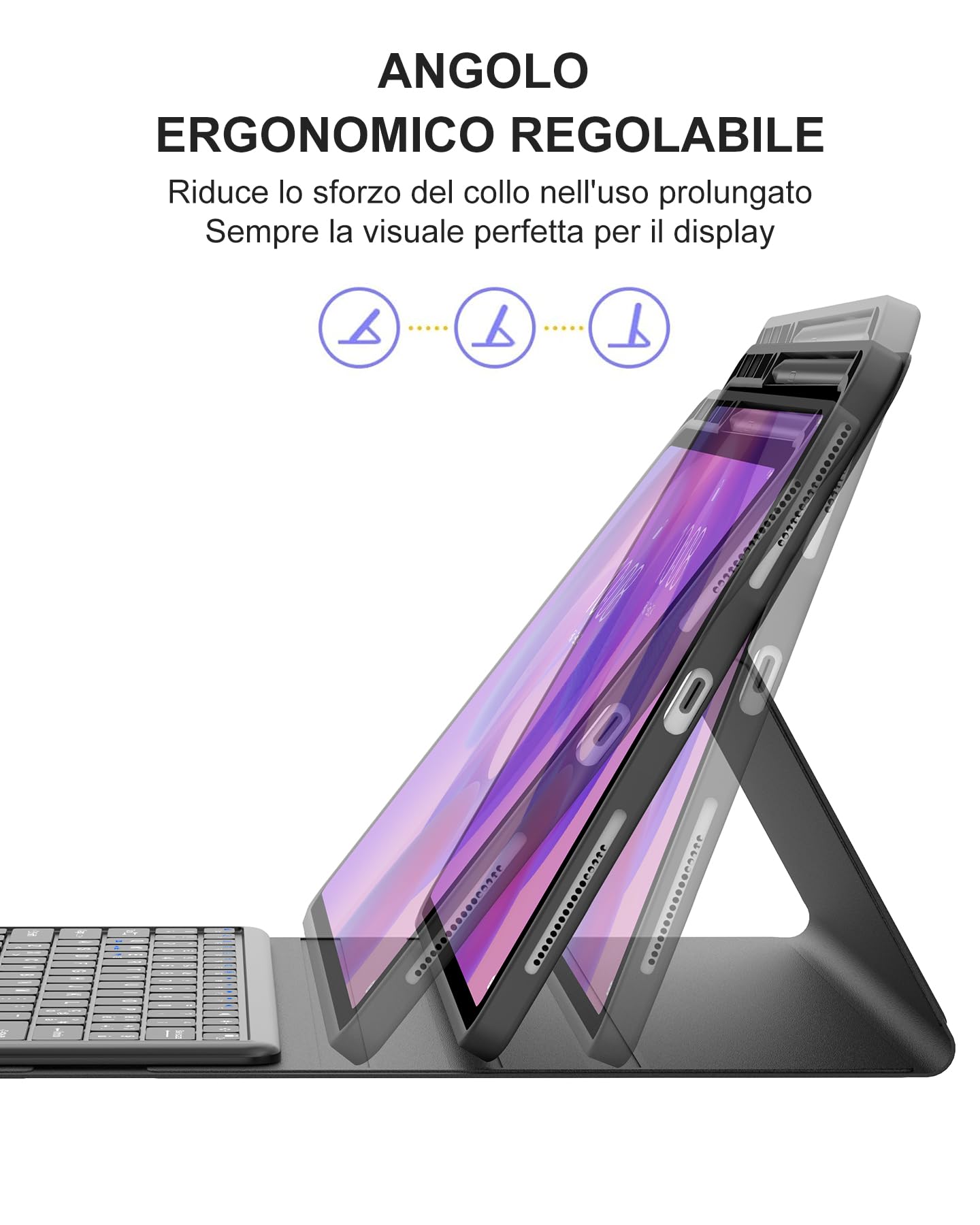 Occtingkind Cover con Touchpad per Lenovo Idea Tab Pro 12,7" 2025 - Custodia con Tastiera Magnetica Bluetooth, Trackpad Multitouch, Layout Italiano, Slim, Per Xiaoxin Pad Pro/Moto Pad, Nero