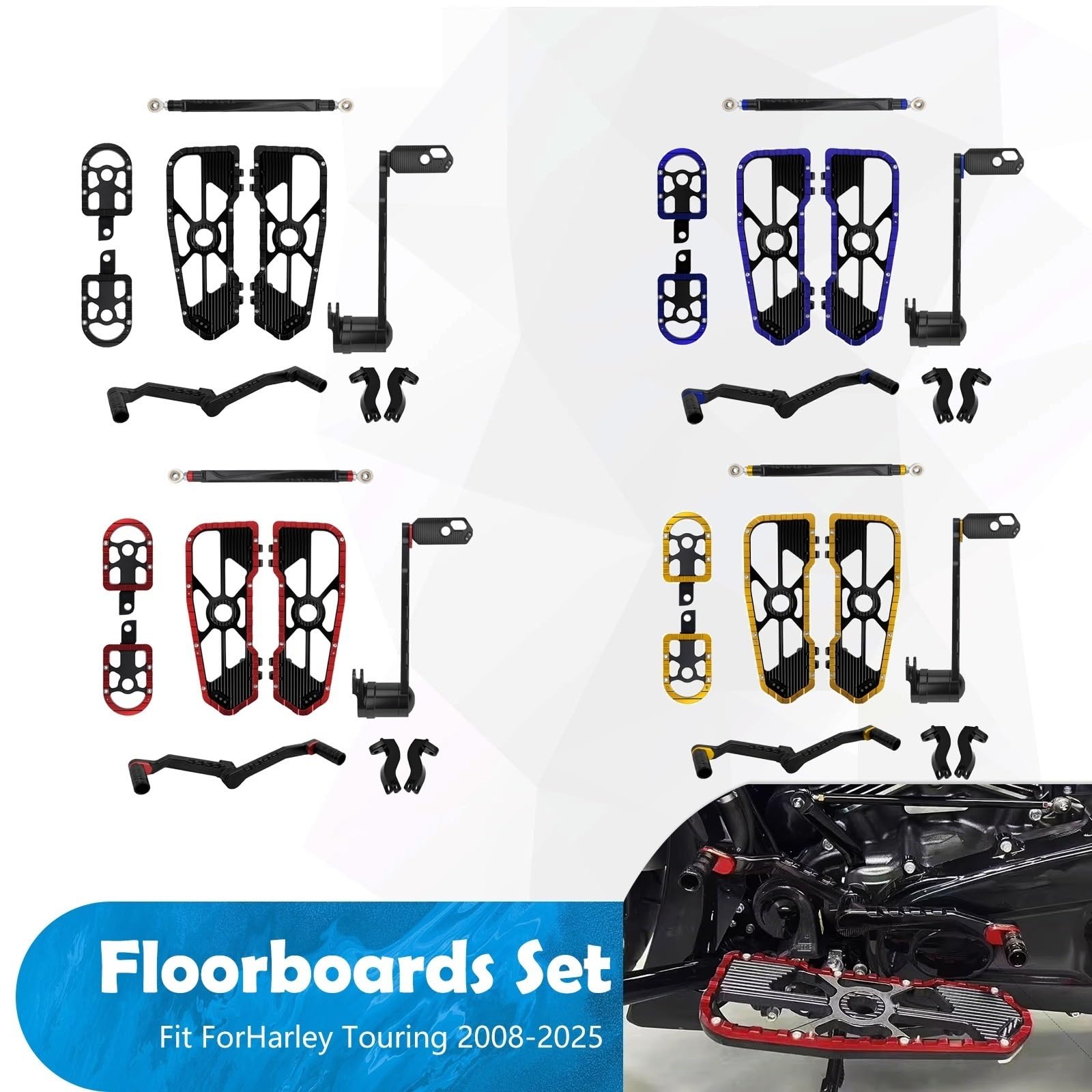 Motorcycle handlebar risers Podnóżek motocyklowy dźwignia zmiany biegów ramię hamulca zestawy pasuje do Harley Touring Road przemieszczanie się po ulicy 08-25(Yellow Set 14-Up)