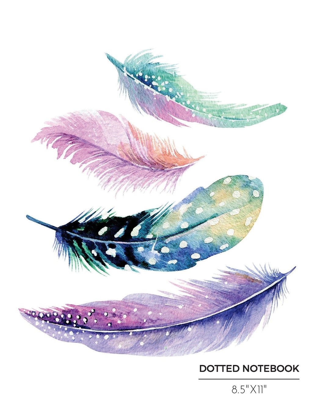 Dotted Journal 8.5" X 11": Feathers Cover | Design Book, Work Book, Planner, Dotted Notebook, Sketch Book, 5mm Dot Grid Book For Everyday Use | 100