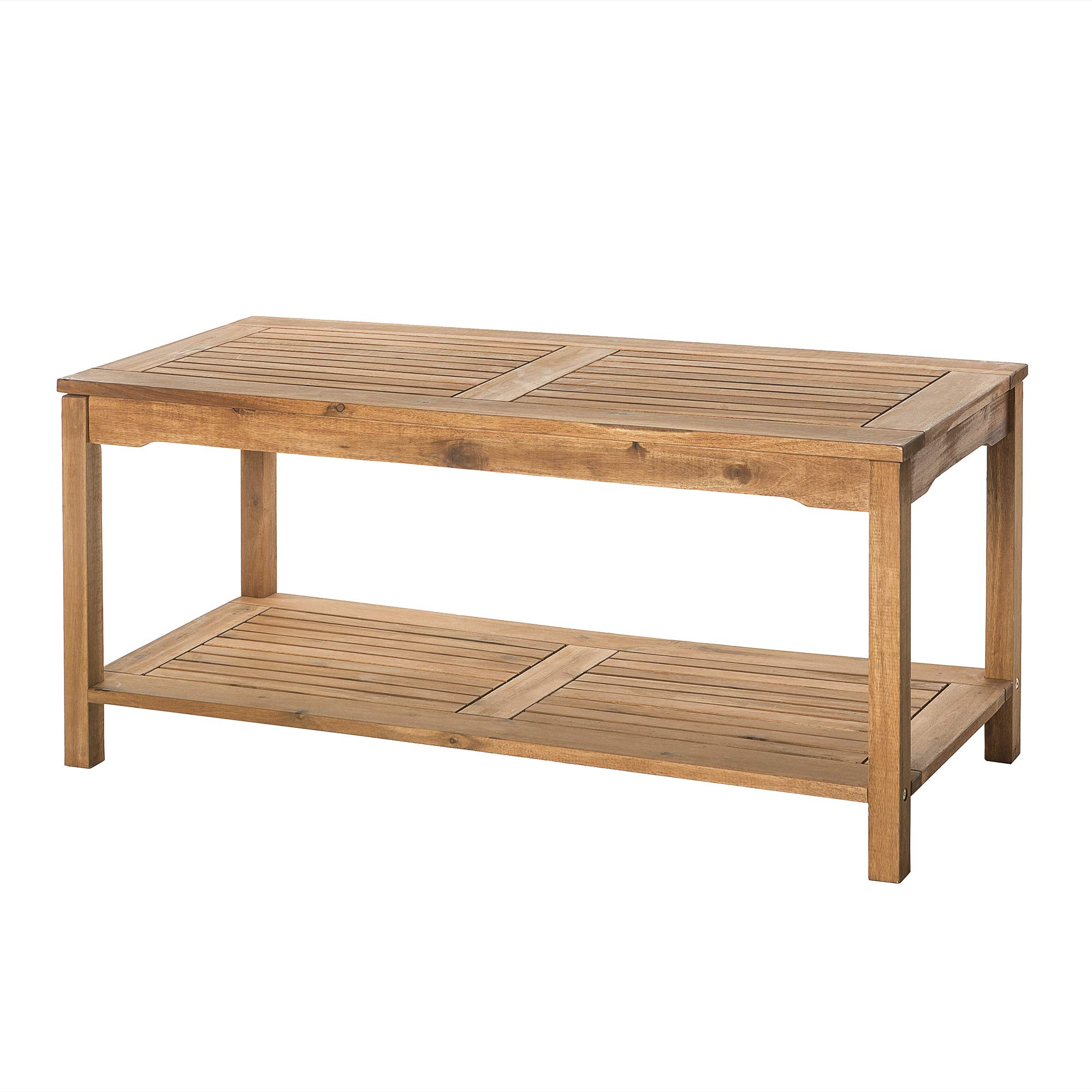 Walker Edison Anguilla Modern Acacia Wood 2 Tier Slatted Outdoor Coffee ...