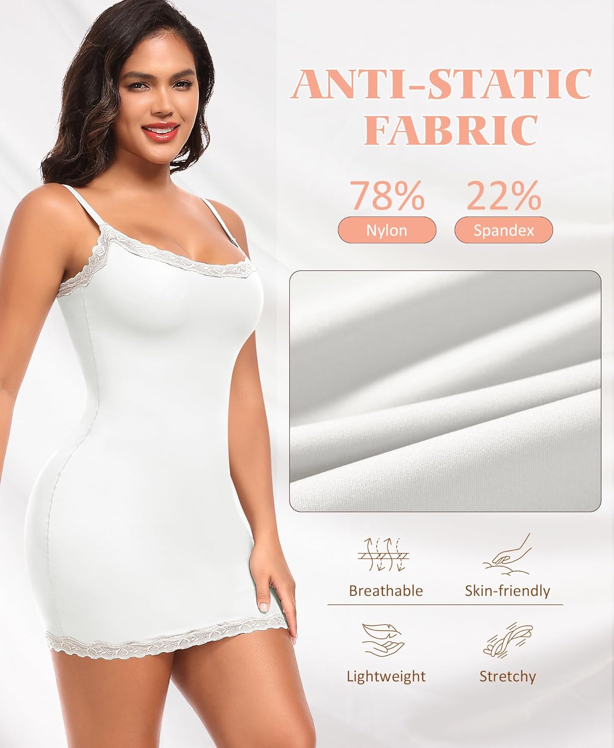 Slip Dress for Women Adjustable Spaghetti Straps Full Slips Under Dresses Cami Dress Slip Nightgown - Image 3