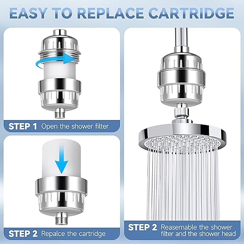 Miniatura 6 de Filtro de cabezal de ducha para agua dura, filtro de agua de ducha para cabello y piel, cabezal de filtro de ducha para agua dura, filtro de agua,