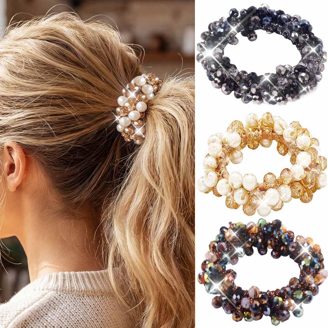 Amazon.com : Unicra Pearl Hair Ties Beaded Hair Scrunchies