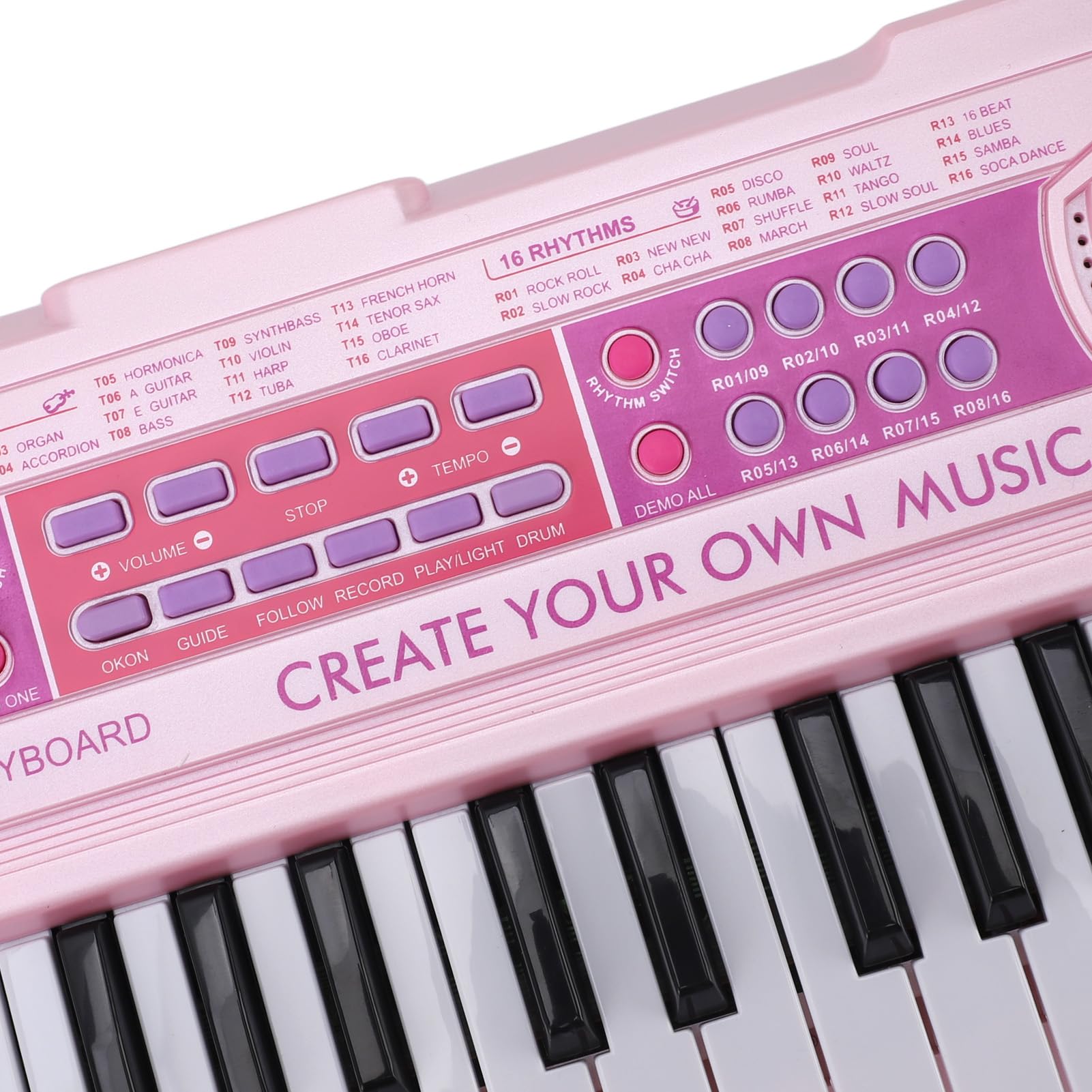 AMONIDA Piano con Teclado para Niños de 37 Teclas, Piano Electrónico, Juguete Musical Portátil con Micrófono, 16 Timbres y 8 Canciones de Demostración, Ideal para Niños, Principiantes, y Niñas