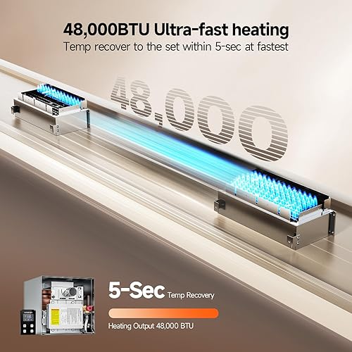 Miniatura 8 de Calentador de agua sin tanque para autocaravana, agua caliente instantánea de 48,000 BTU, gas propano de 2.5 GPM, calentador de agua para cámper con