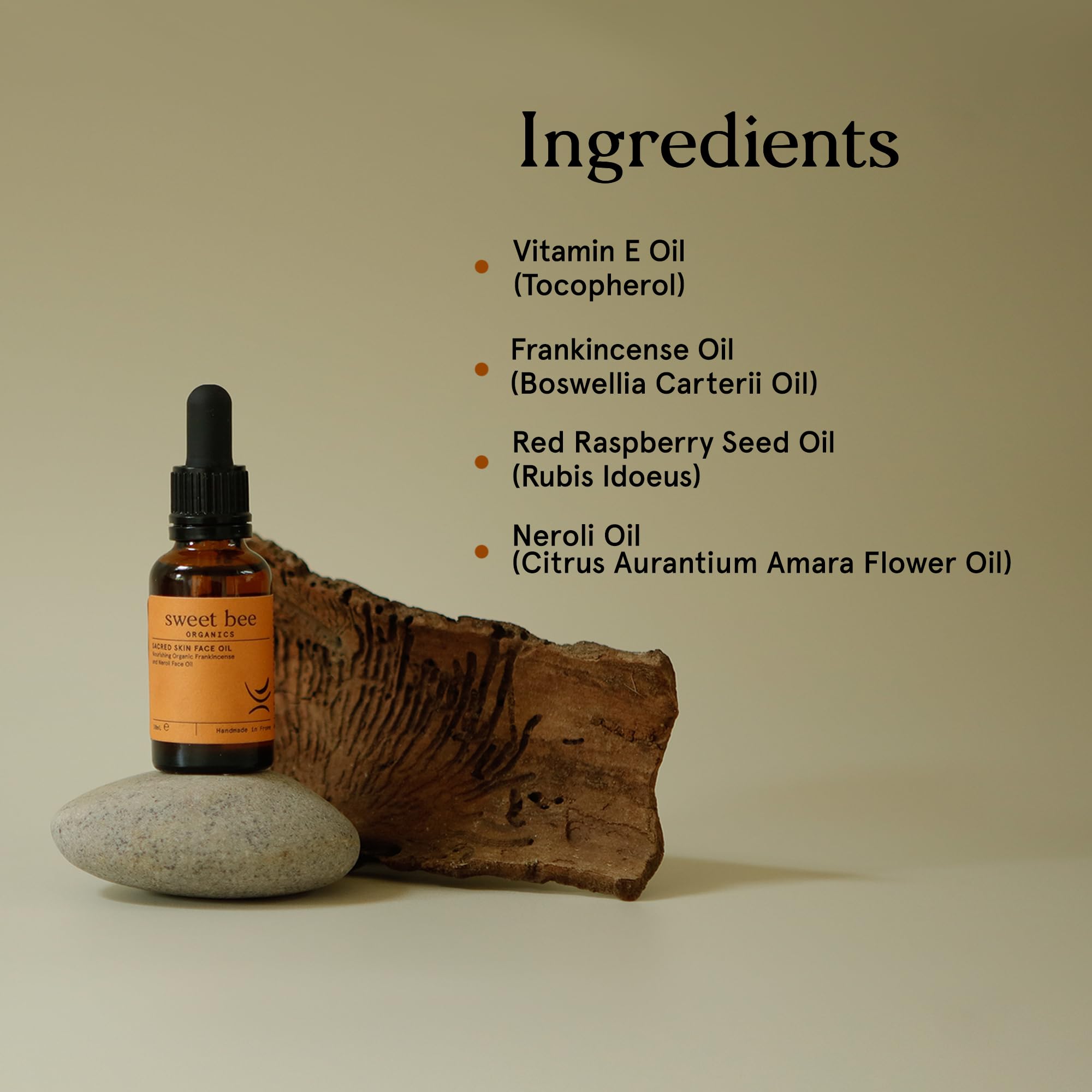 Sweet Bee Sacred Skin Oil - Vitamin E & Nourishing Neroli Face Oil with Frankincense - Lightweight Hydrating Face Oils for Women - 30ml - Image 4